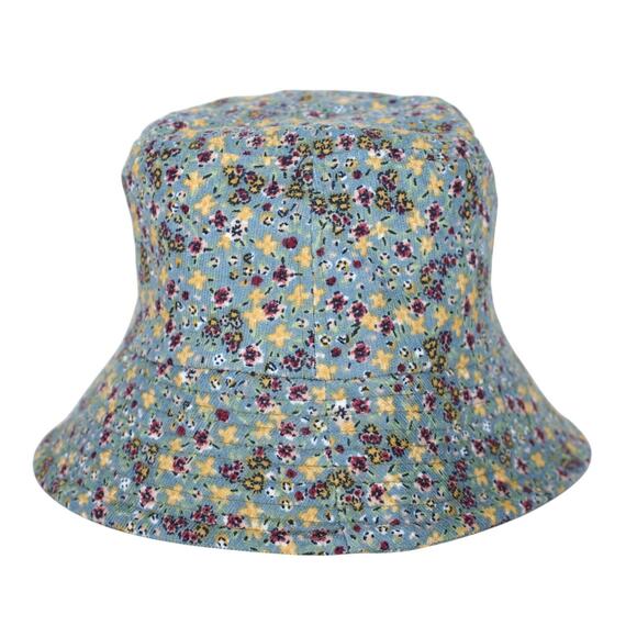 Melrose and Market Corduroy Bucket Hat - One Size - Blue / Green Floral - NWT - Picture 1 of 5